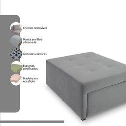 4 em 1 Poltrona, Puff, Chaise e Cama Ares Cinza Estofama - 8