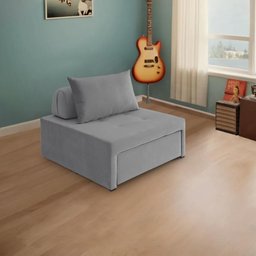 4 em 1 Poltrona, Puff, Chaise e Cama Ares Cinza Estofama - 3