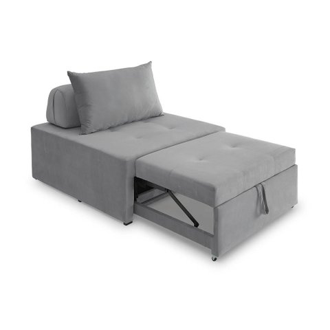 4 em 1 Poltrona, Puff, Chaise e Cama Ares Cinza Estofama