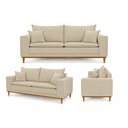 Ver imagem 6 de Sofá Margot 3 Lugares Fixo 180cm Bege Claro Veludo Base Madeira