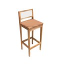 Ver imagem 5 de Kit 4 Banqueta Alta de Madeira com Assento Estofado Corino e Encosto em Palhinha Bruna: Mel e Sintet