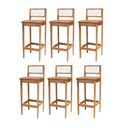 Ver imagem 1 de Kit 4 Banqueta Alta de Madeira com Assento Estofado Corino e Encosto em Palhinha Bruna: Mel e Sintet