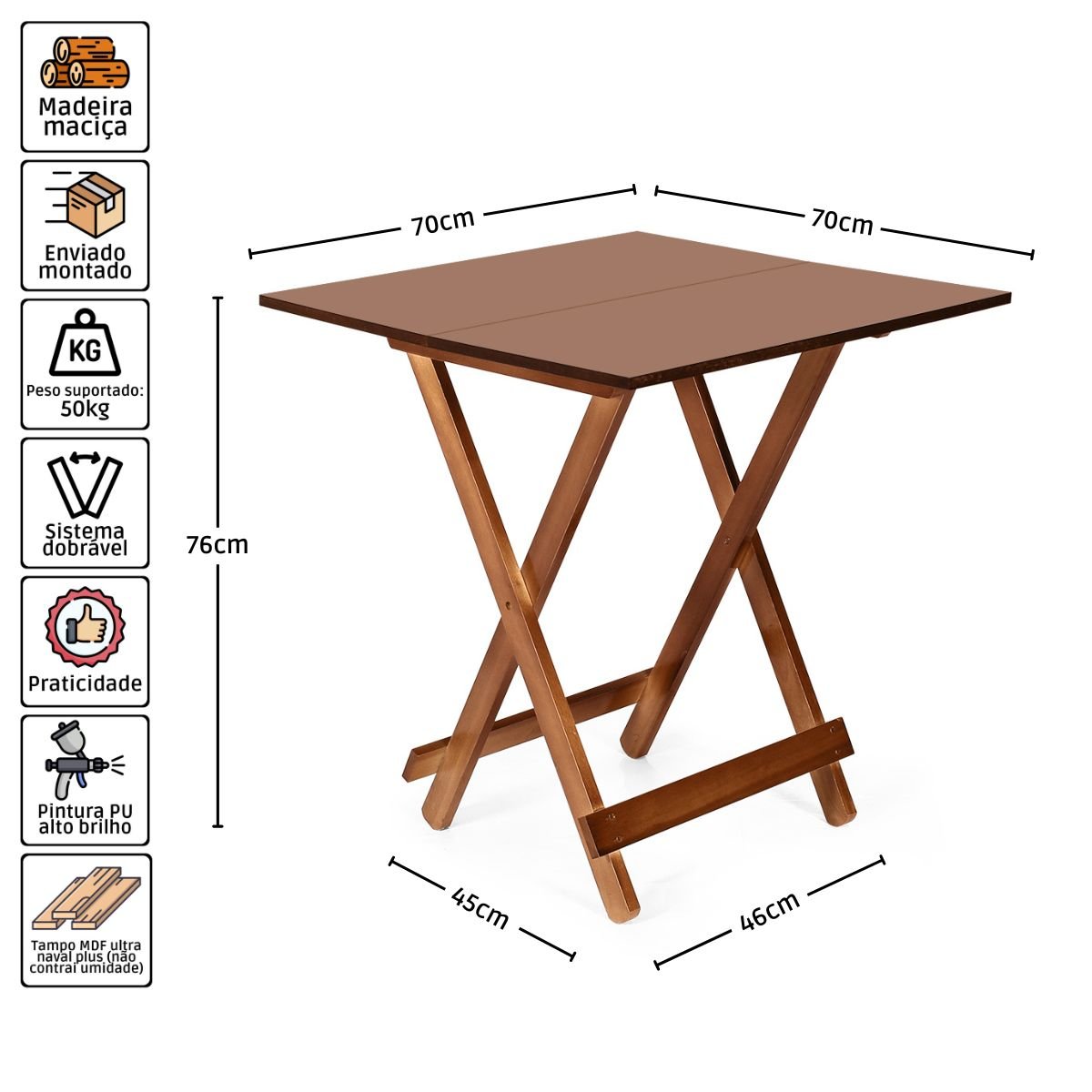 Jogos Conjuntos Mesa Bar Dobrável Madeira 70 X 70 com 4 Cad. Imbuia - Móveis Britz - 5