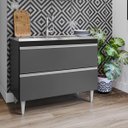 Ver imagem 2 de Balcao Pia Cozinha Compacto 1 M 2 Portas sem Tampo Madeira Cor,:preto Cinza