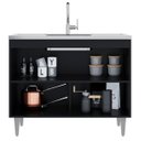 Ver imagem 3 de Balcao Pia Cozinha Compacto 1 M 2 Portas sem Tampo Madeira Cor,:preto Cinza