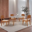 Ver imagem 1 de Mesa de Jantar Copper 120cm Tampo MDF Vidro 4 Cad Copper Veludo Creme/Off/Naturale/Serig Off