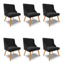 Ver imagem 1 de Kit 6 Cadeiras Estofadas para Sala de Jantar Pés Palito Lia Suede Preto - Ibiza