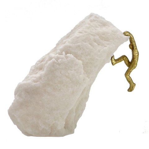 Escultura Decorativa Homem Escalando em Resina Dourada 32,5cm 16681-pl