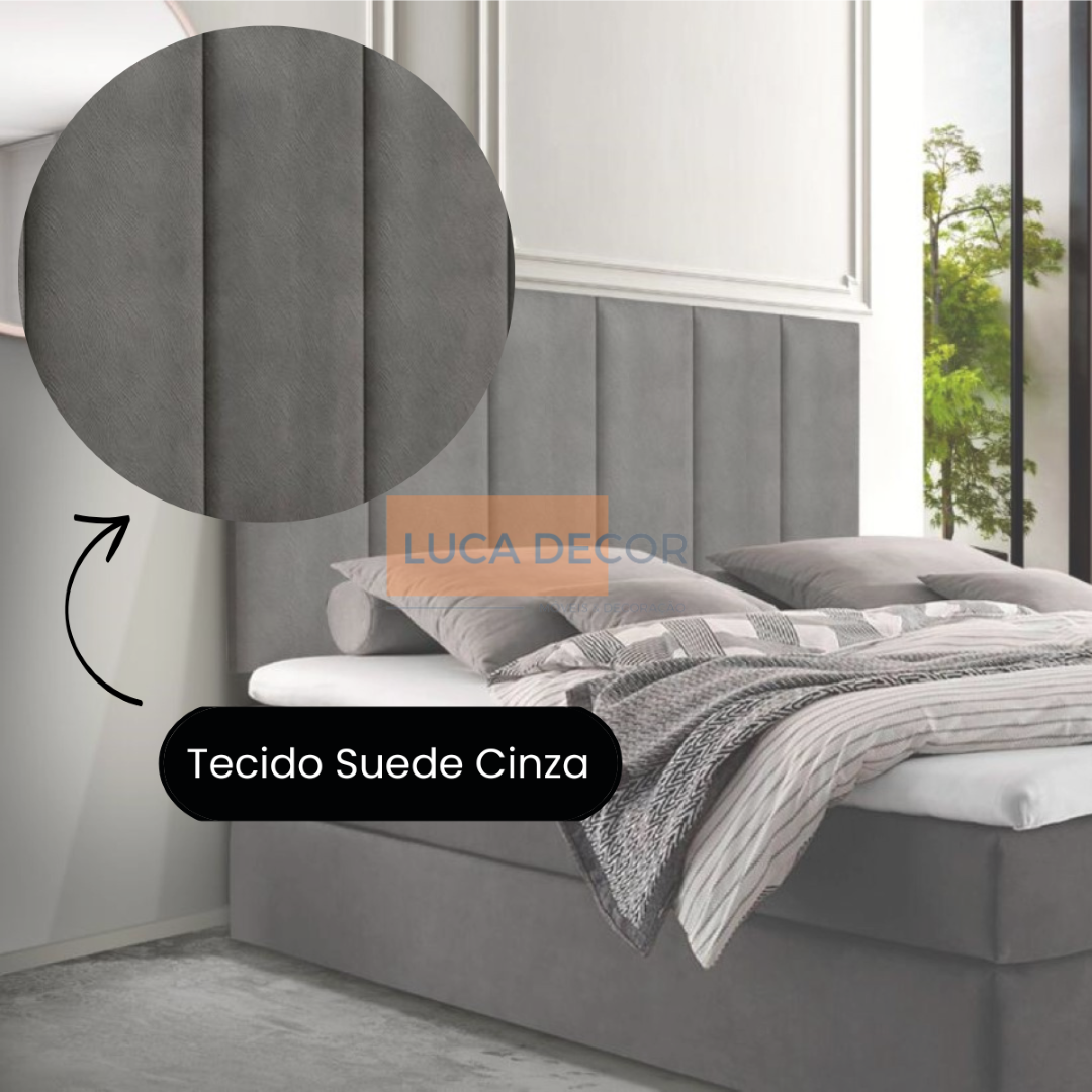 Cabeceira Para Cama Casal Box Estofada Suspensa Várias Cores:Suede Cinza - 3