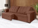 Ver imagem 1 de Sofá Retrátil e Reclinável 2,30m Canadá Estilo Estofados - Suede Veludo Cor "terracota"