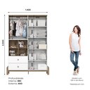 Ver imagem 4 de Guarda Roupa 4 Portas 2 Gavetas com Nichos Decorativos e Puxadores em Madeira Branco/Jequitibá HP Ternura