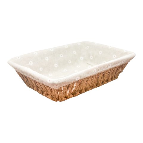 Cesto de Pão Retangular Tecido Natural - 28cm - Flor