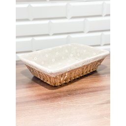 Cesto de Pão Retangular Tecido Natural - 28cm - Flor - 2