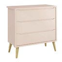 Ver imagem 2 de Dormitório Theo 3 Portas e Cômoda 3 Gavetas Rosa com Pés Madeira Natural - Reller Móveis Rosa