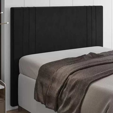 Cabeceira Box Solteiro 90cm Ferrara Italian Flex Corino Preto