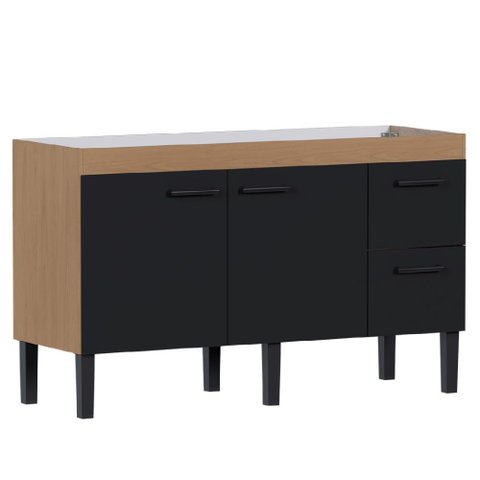 Gabinete Madeira Sabia 1,44 Metros Jequitibá Preto para Pia 1,50 Metros - P103609 - Cozimax