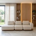 Ver imagem 1 de Sofá 3 Lugares Elegante Confortavel Modulado Premiun Luxuoso Sala Quarto Recepção Boucle Bege Courin