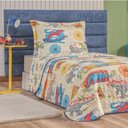 Ver imagem 1 de Colcha Quarto Menino Dinossauro Matelada - Azul - 100% Poliéster