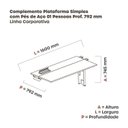 Ver imagem 3 de Complemento de Plataforma Corporativa 160x792 CPLPSC160 160cm Industrial Noce Naturalle e Cinza Marrom/Marromle