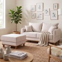 Ver imagem 1 de Conjunto Sofá Living 2 Lugares 180cm com Puff Linho Ananda CabeCasa MadeiraOriginals Bege/Creme