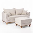 Ver imagem 2 de Conjunto Sofá Living 2 Lugares 180cm com Puff Linho Ananda CabeCasa MadeiraOriginals Bege/Creme