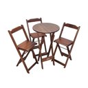 Ver imagem 1 de Mesa Bistrô Dobrável de Madeira Redonda com 3 Banquetas Imbuia - Cor: Marrom