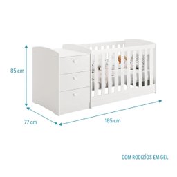 Berço Americano Multifuncional Atlanta Branco Fosco/savana - Reller Móveis - 8 Berço Americano Multifuncional Atlanta Branco Fosco/savana - Reller Móveis - 8