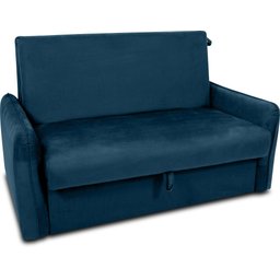 Sofá Cama para Sala de Estar Zaia com Baú Veludo Matrix - Azul - 3