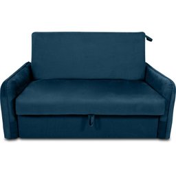 Sofá Cama para Sala de Estar Zaia com Baú Veludo Matrix - Azul - 2