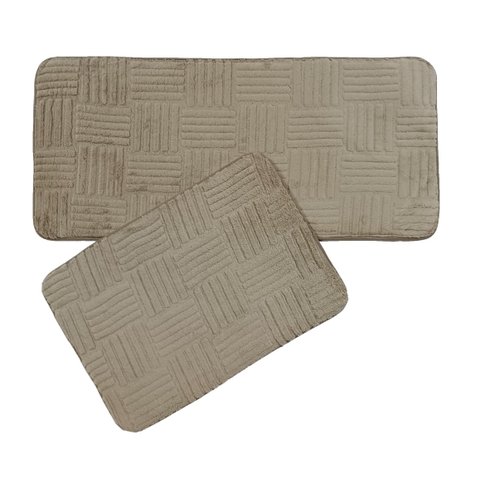 Kit Tapete + Passadeira Antiderrapante com Felpa Macio 2 Pçs