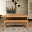 Ver imagem 1 de Mesa de Jantar 6 Lugares 180cm com 02 Bancos de Madeira Maciça Dunia F06 Rústico Claro - Lyam Decor