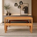 Ver imagem 3 de Mesa de Jantar 6 Lugares 180cm com 02 Bancos de Madeira Maciça Dunia F06 Rústico Claro - Lyam Decor