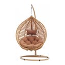 Ver imagem 1 de Cadeira de Balanço Marrom Suspensa com Suporte e Almofadas