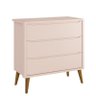 Cômoda Infantil 3 Gavetas Theo Retrô Rosa Fosco com Pés Amadeirado - Reller Móveis - 1