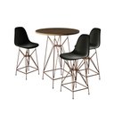 Ver imagem 1 de Jogo Mesa Bistrô Eames Eiffel Amêndoa 60cm 3 Banquetas Preta Base Ferro Cobre - Cor: Marrom