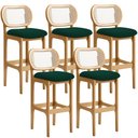 Ver imagem 1 de Kit 05 Banquetas Altas Para Cozinha Bancada Sala Tela Betta Fixa L02 Bouclê Verde - Lyam Lyam Decor