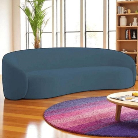 Sofá Amore 3 Lugares Fixo 200cm Azul Royal Linho Orgânico Luxo Sala de Estar e TV Mabe Magazine