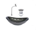 Ver imagem 1 de Kit Cuba Vidro Oval 47cm Torneira e Válvula