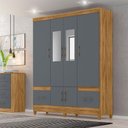 Ver imagem 1 de Guarda Roupa Casal Ambiente Ms912 6 Portas Freijó Cinza com Espelho - Moval