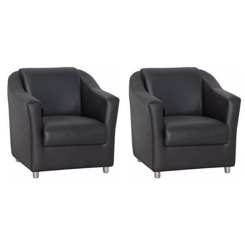 Poltrona Kit 2 Bia Corino Preto Ab Estofados
