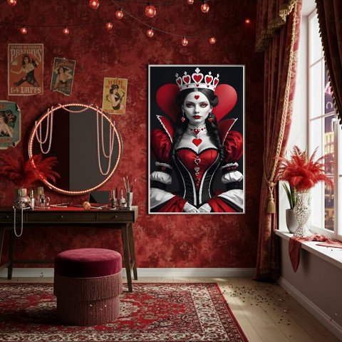 Quadro Decor Arte da Rainha de Copas 70x50cm Mold Branca