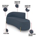 Ver imagem 3 de Sofá 3 Lugares Orgânico 180cm Pé Dourado Morgan Suede Azul Mar D03 - D’Rossi