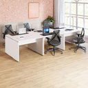 Ver imagem 1 de Espaço de Trabalho 6 Lugares 3,30m X 1,40m Pé Painel F5 Cor:branco