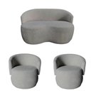 Ver imagem 2 de Kit Namoradeira + 2 Poltronas Decorativa Beatriz Orgânica Bouclé Cinza Claro