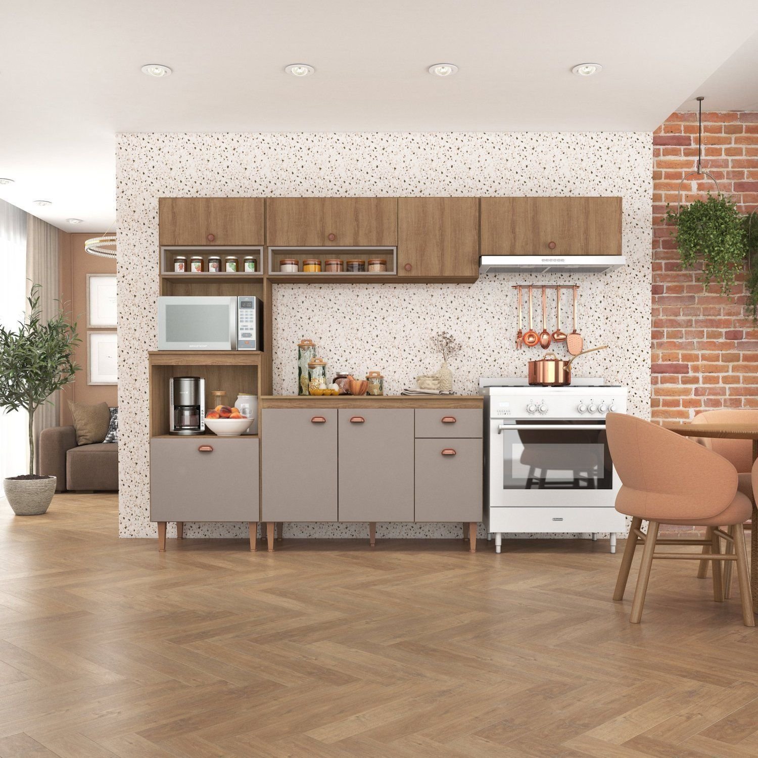 Cozinha Modulada 5 Peças com Torre Quente e Balcão com Tampo Marti