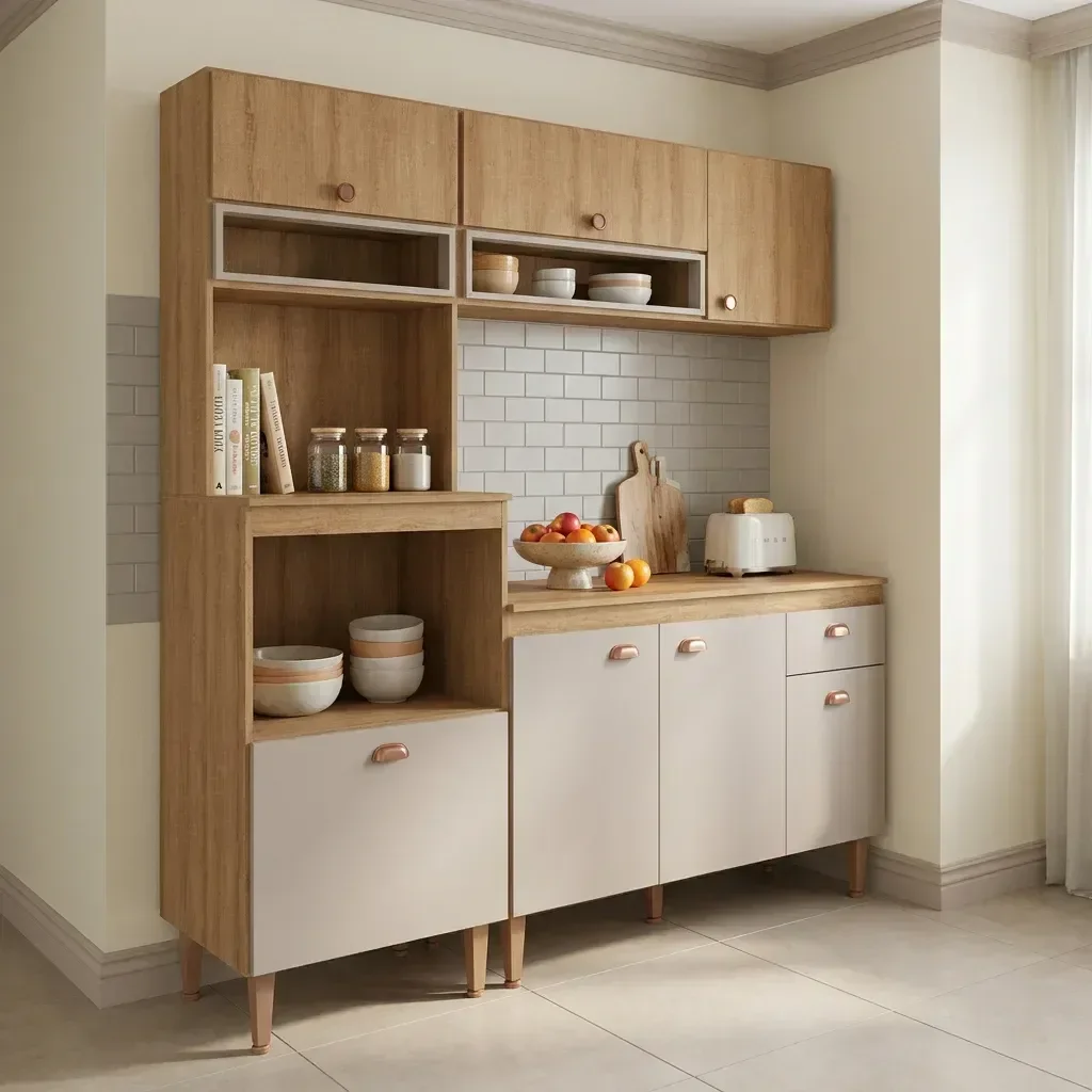 MEDULLA5点セット Cozinha Modulada 5 Peças com Torre Quente e Balcão com Tampo Marti