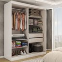Ver imagem 2 de Guarda-roupa Casal Real 2 Portas 2 Gavetas com Espelho 100% Mdf Branco - Panorama Móveis
