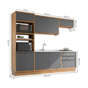 Ver imagem 3 de Cozinha Completa Modulada 5 Peças com 2 Balcões 2 Armários Aéreos e Torre Quente em MDF Viena Freijó