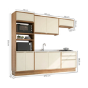 Ver imagem 3 de Cozinha Completa Modulada 5 Peças com 2 Balcões 2 Armários Aéreos e Torre Quente em MDF Viena Freijó