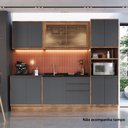 Ver imagem 2 de Cozinha Completa Modulada com Vidro Reflecta 5 Peças 11 Portas 3 Gavetas Viena Cinza/Freijó/Grafito